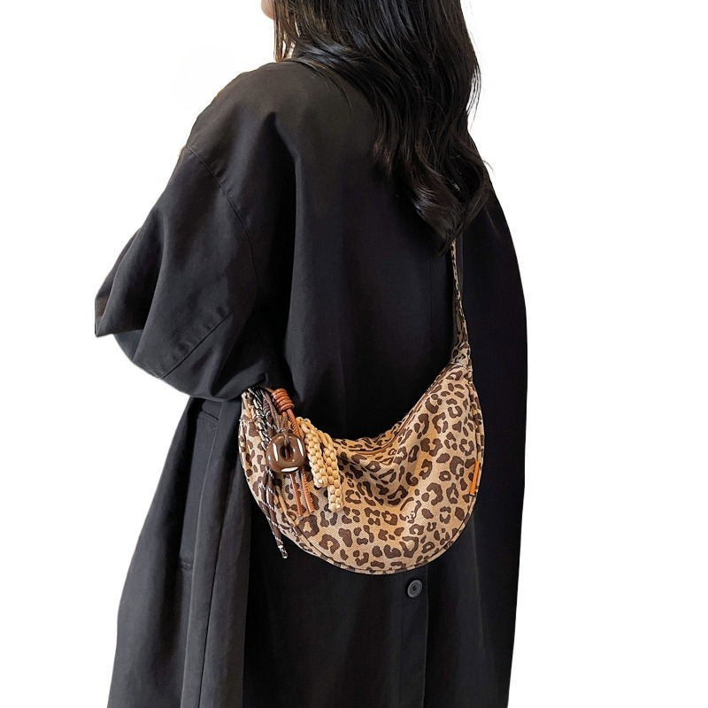 Wristlet Wallet Zipper - Women's New Leopard Print Canvas Sling