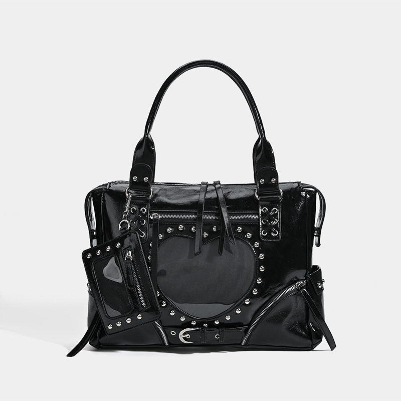 Punk Leopard Print Rivet Motor - đánh giá và giá Bucket Bag Suede