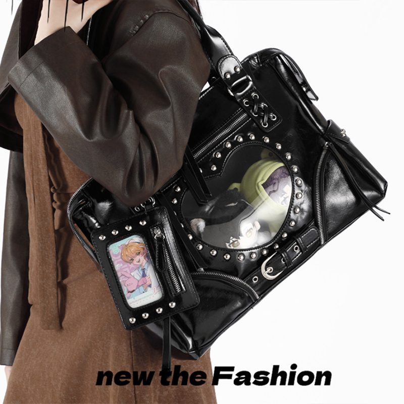Punk Leopard Print Rivet Motor - đánh giá và giá Bucket Bag Suede