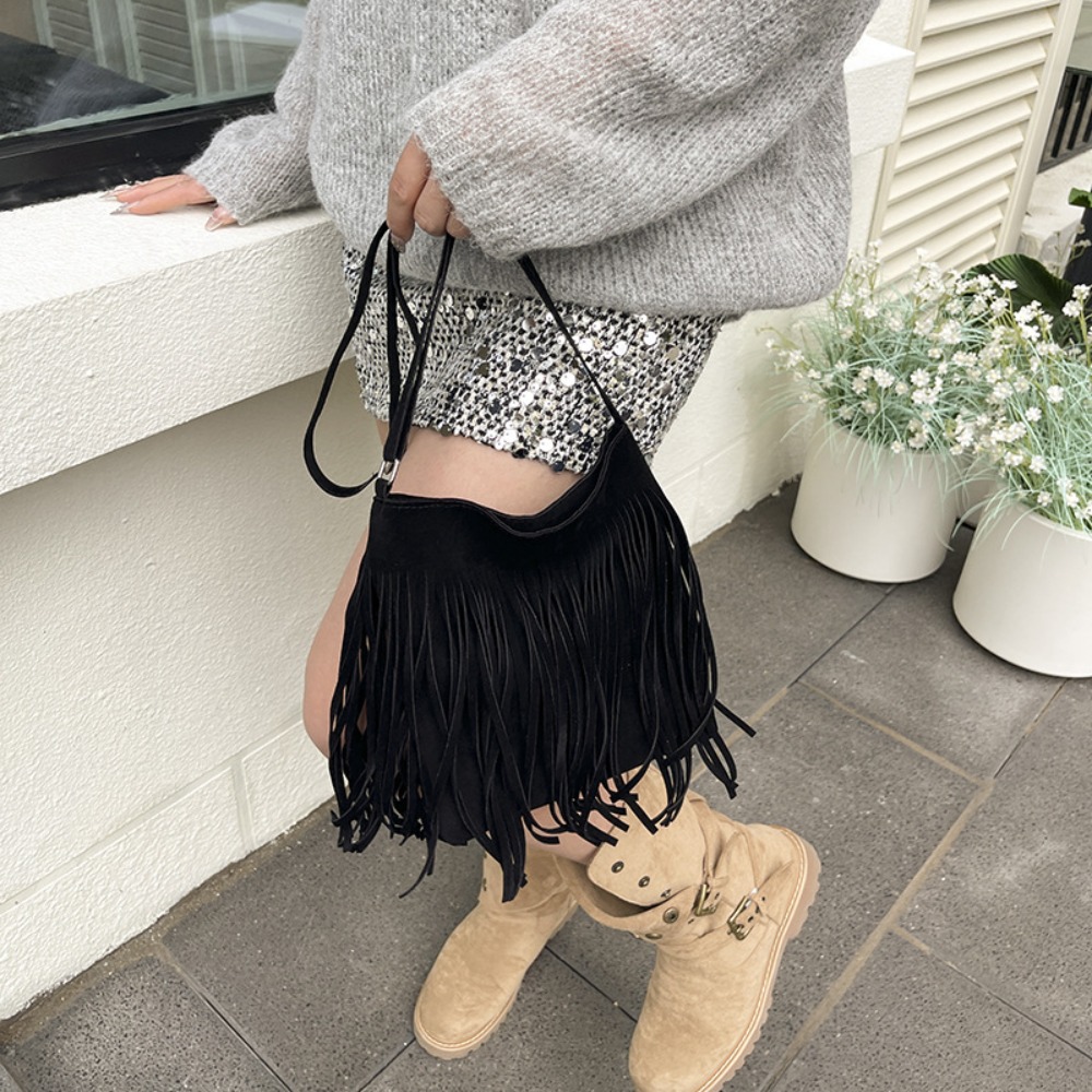 Fashion Suede Fringe Crossbody - đánh giá và giá Bucket Bag Suede