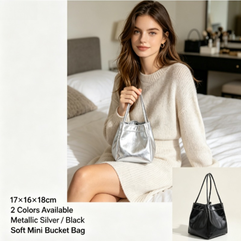 New Mirror‑Finish Bucket Bag,  - đánh giá và giá Bucket Bag Suede