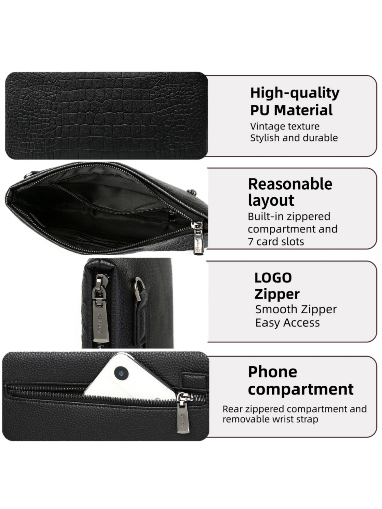 Men's Crocodile Embossed PU Le - đánh giá và giá Wristlet Wallet Zipper