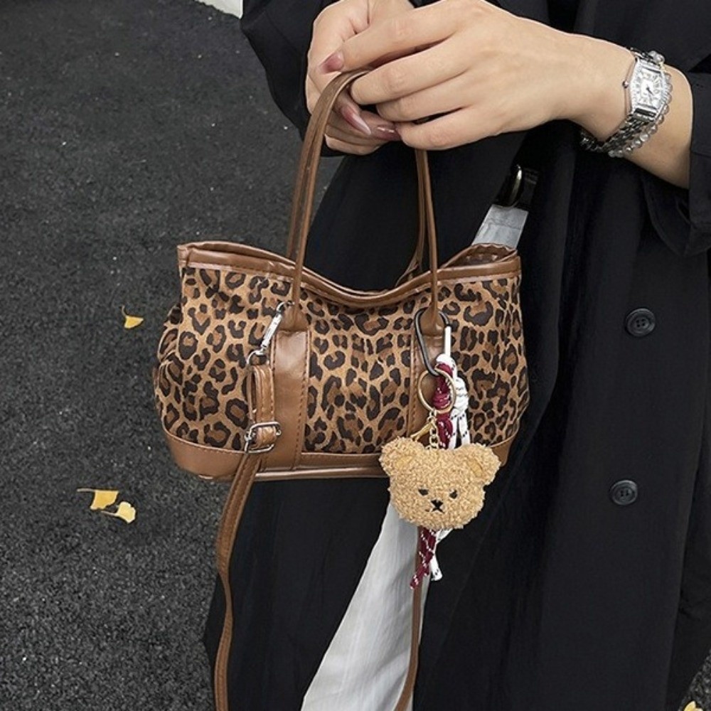 Retro Leopard Print Crossbody  - đánh giá và giá Bucket Bag Suede