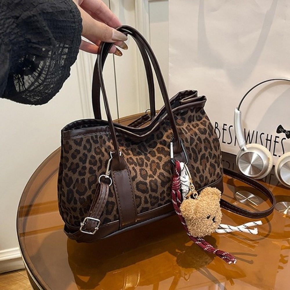 Retro Leopard Print Crossbody  - đánh giá và giá Bucket Bag Suede