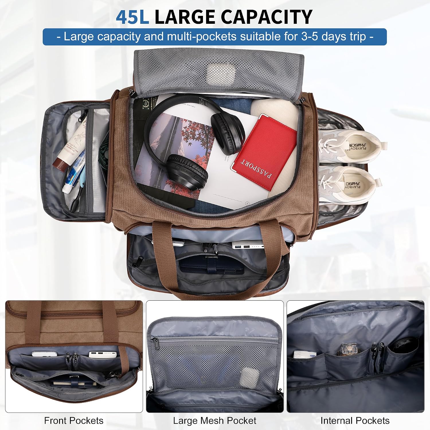 Canvas Duffle Bag for Men 3 in - đánh giá và giá Weekender Bag Duffle