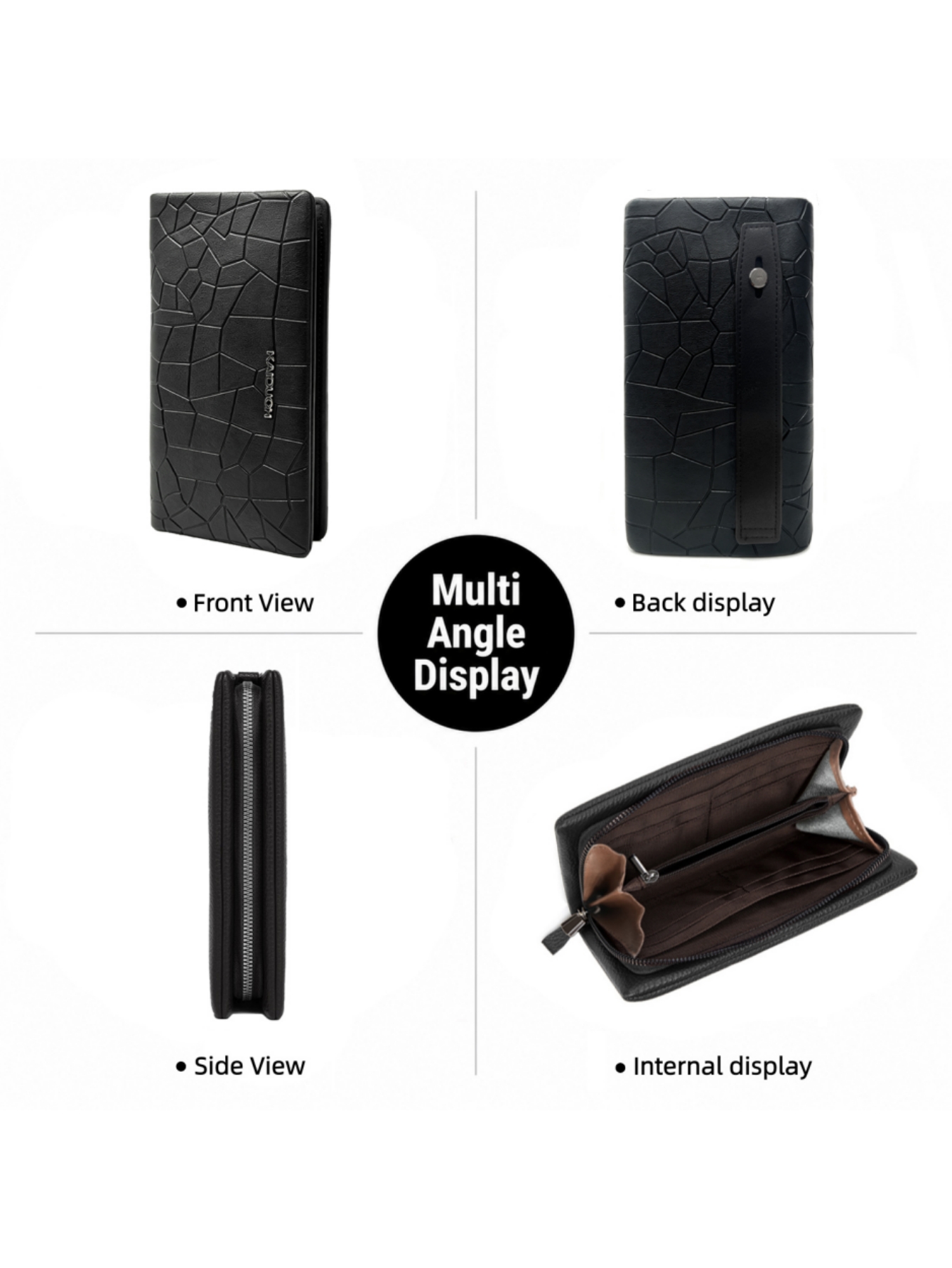 Men Geometric Stone Pattern PU - đánh giá và giá Wristlet Wallet Zipper