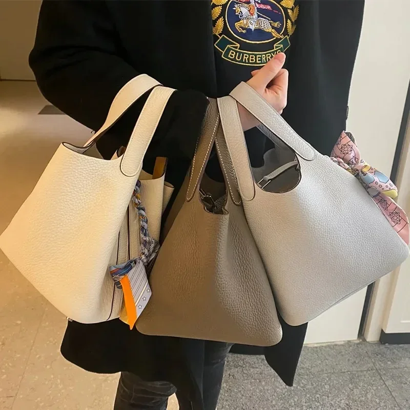 2023 New Contrast Color Cowhid - đánh giá và giá Bucket Bag Suede