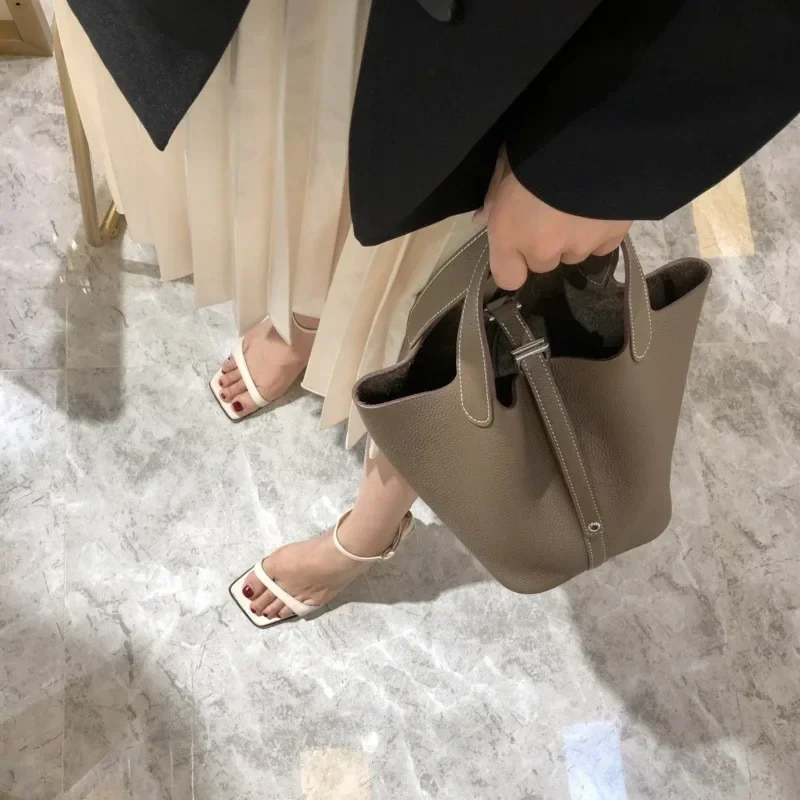 2023 New Contrast Color Cowhid - đánh giá và giá Bucket Bag Suede