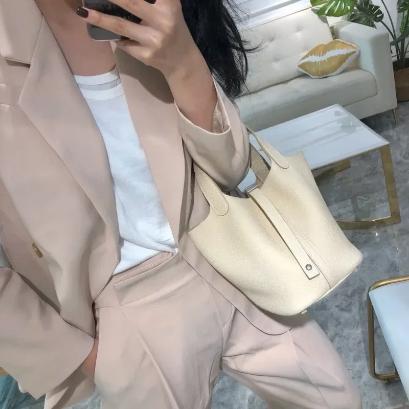 2023 New Contrast Color Cowhid - đánh giá và giá Bucket Bag Suede