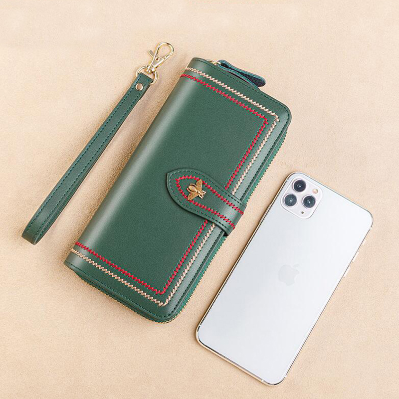 Genuine Leather Wallets Women  - đánh giá và giá Wristlet Wallet Zipper