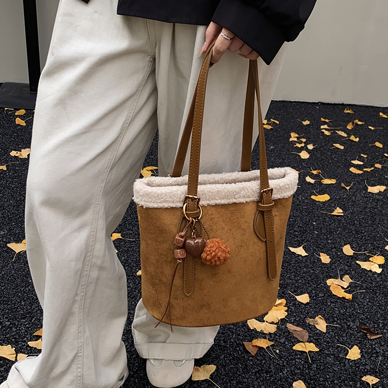 New Textured Casual Top Handle - đánh giá và giá Bucket Bag Suede
